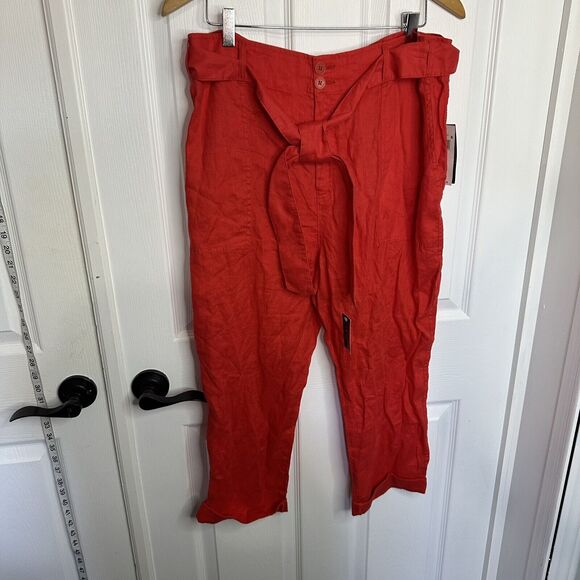 Lauren Ralph Lauren Island Hibiscus Red Straight Crop Leg Pants Size 14p 14 NWT - Picture 2 of 9